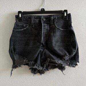 Hollister Curvy Ultra High Rise Mom Shorts Denim Black size 26